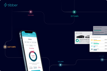 Olika vyer från Tibber i mobiltelefoner